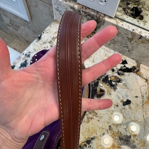 Michael Kors Purple Suede Studded Shoulder Bag - Picture 7 of 9